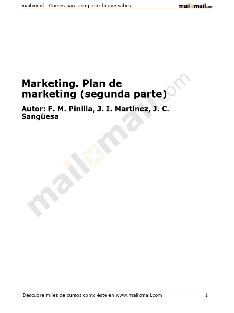 Plan de Marketing: Conceptos y Estrategias | PDF | Marketing | Business