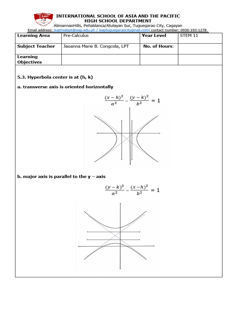 Hyperbola Properties and Equations Guide | PDF | Geometric Shapes ...