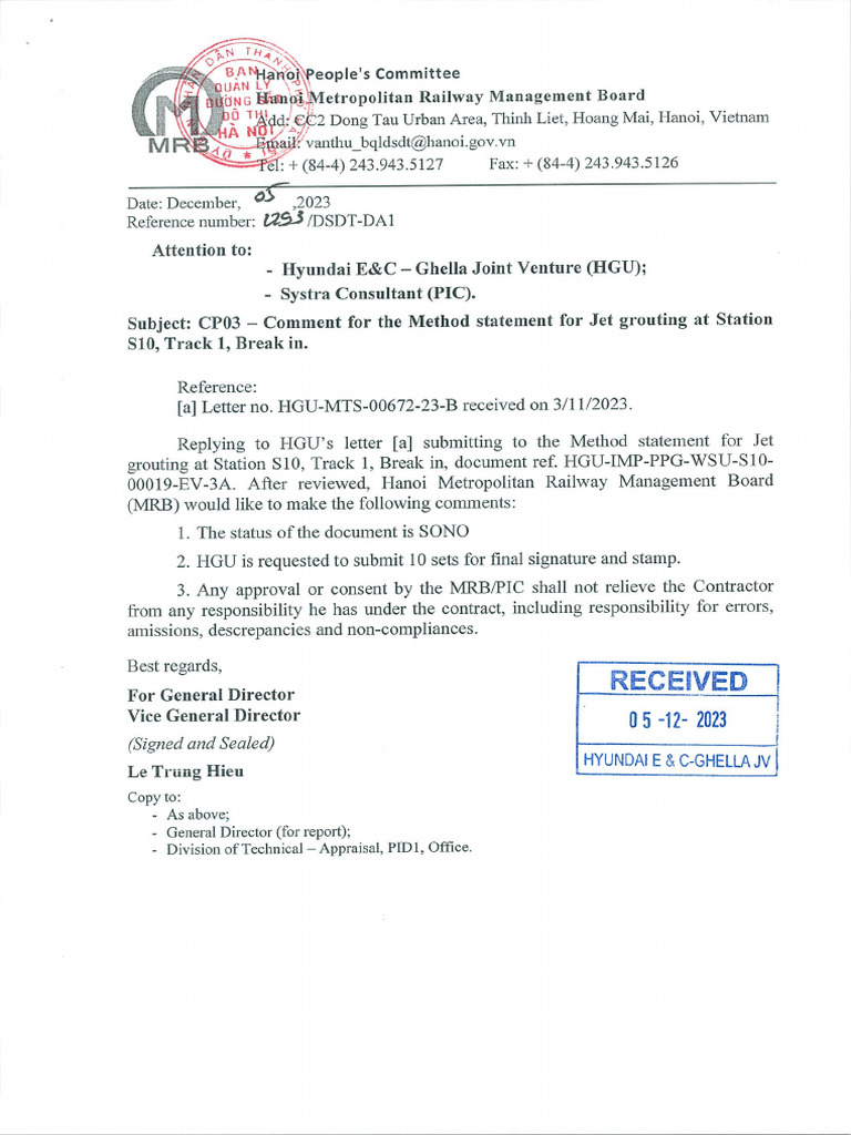 2293 DSDT-DA1 Comment For The Method Statement For Jet Grouting at ...