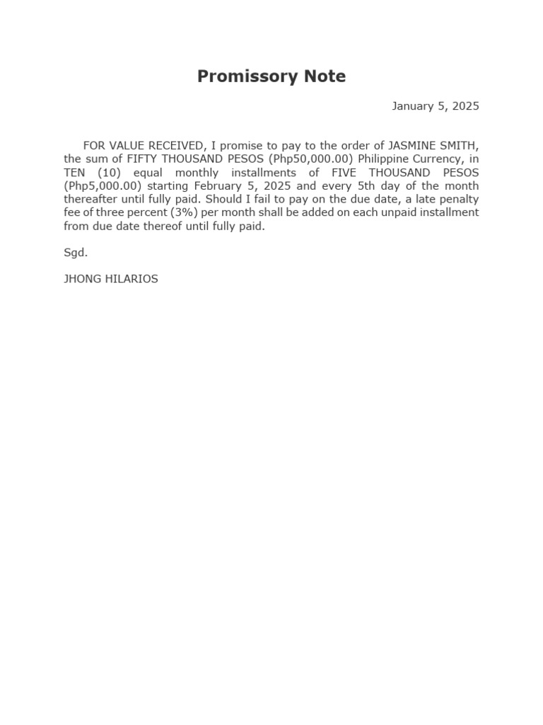 A. Promissory Note | PDF