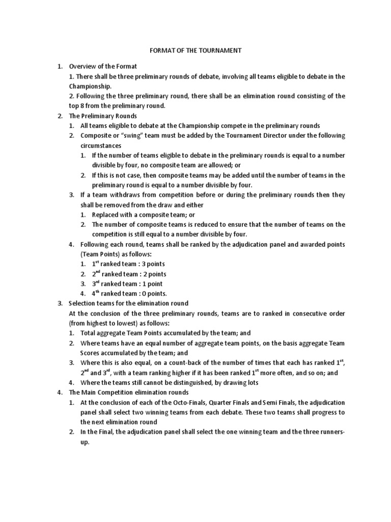 Format of The Tournament | PDF | Public Sphere | Government