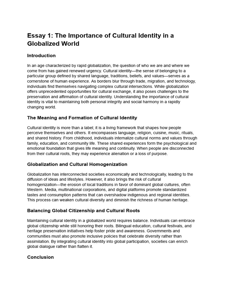 Cultural Identity in Globalization | PDF | Globalization | Identity ...