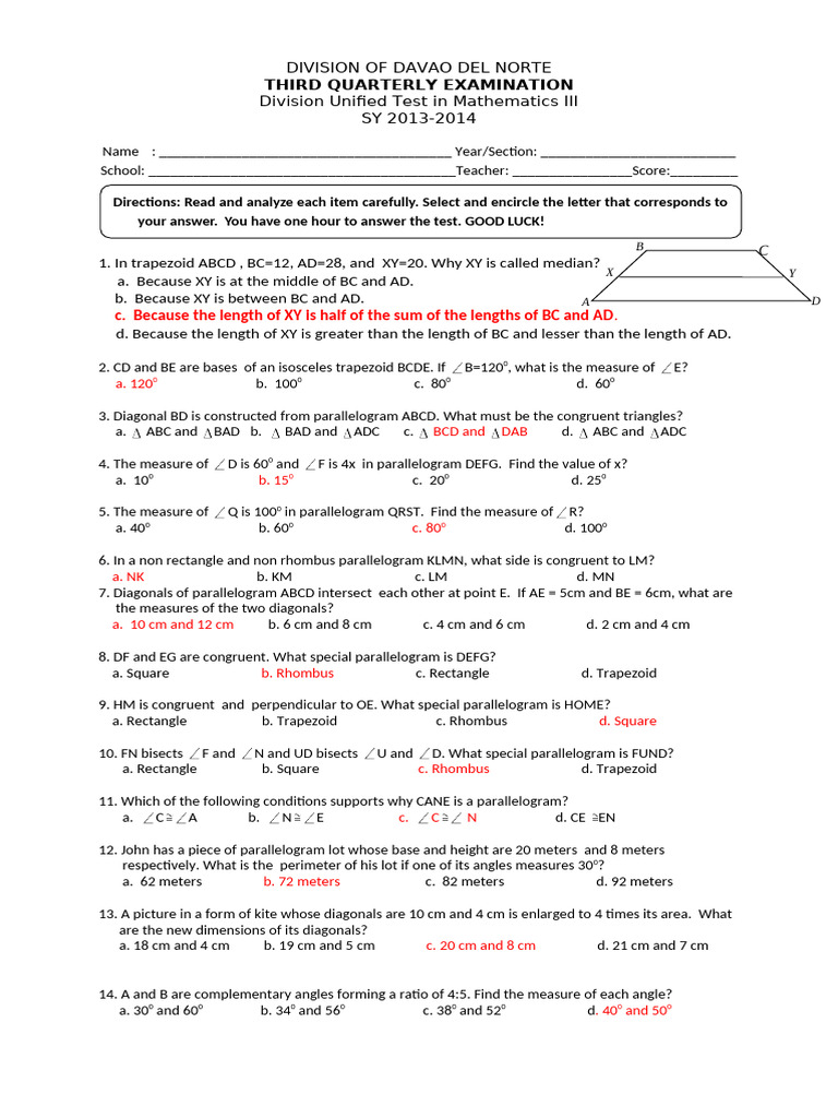 Advanced Christmas Math Contest Exam | PDF | Triangle | Rectangle
