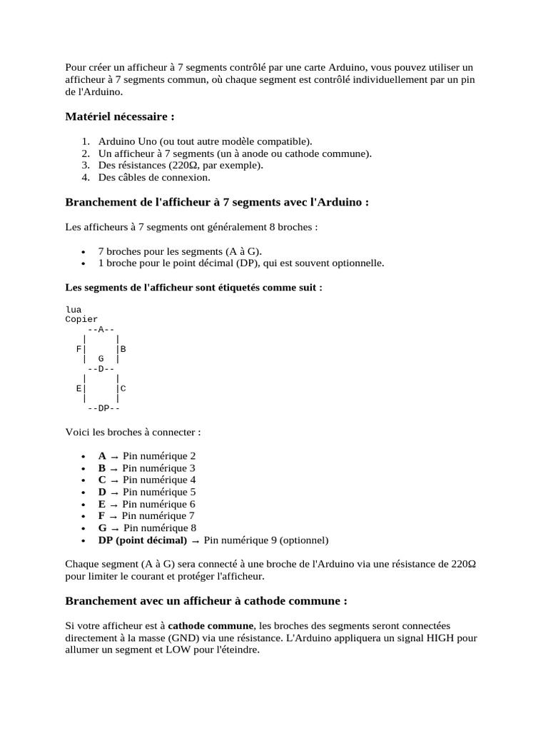 Afficheur 7 segments avec Arduino | PDF | Arduino