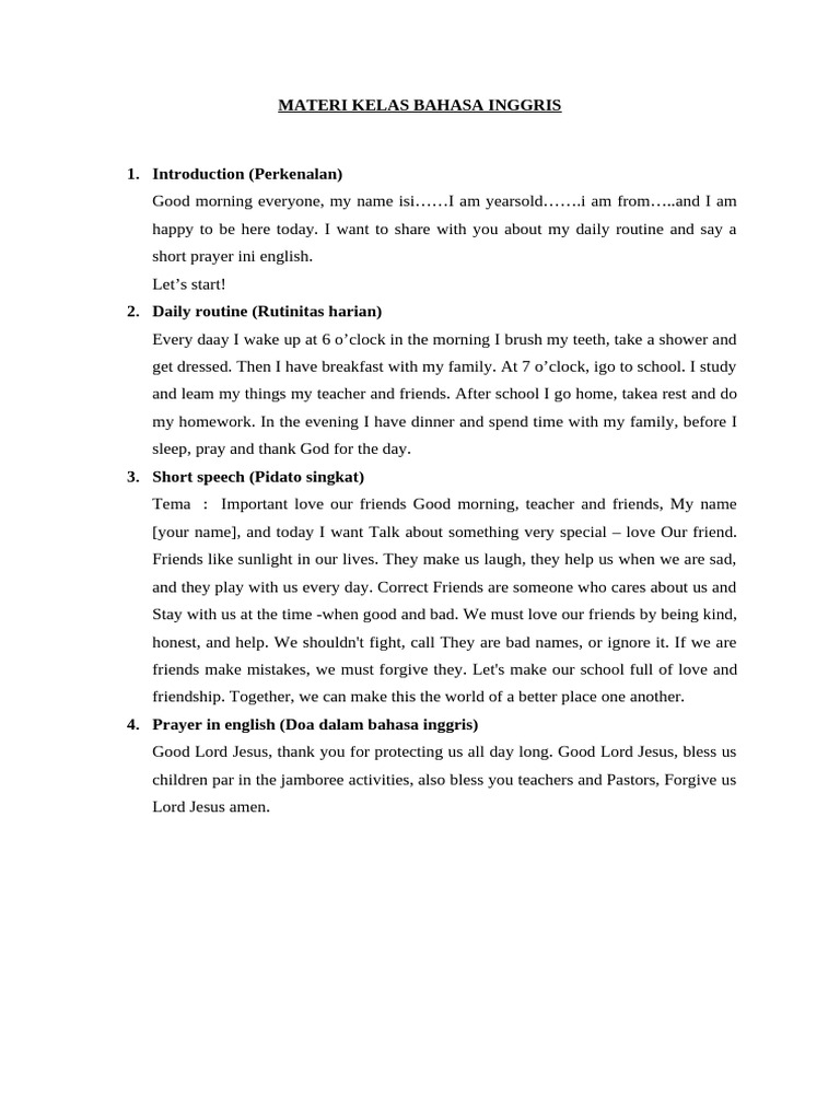 English Class Material Overview | PDF