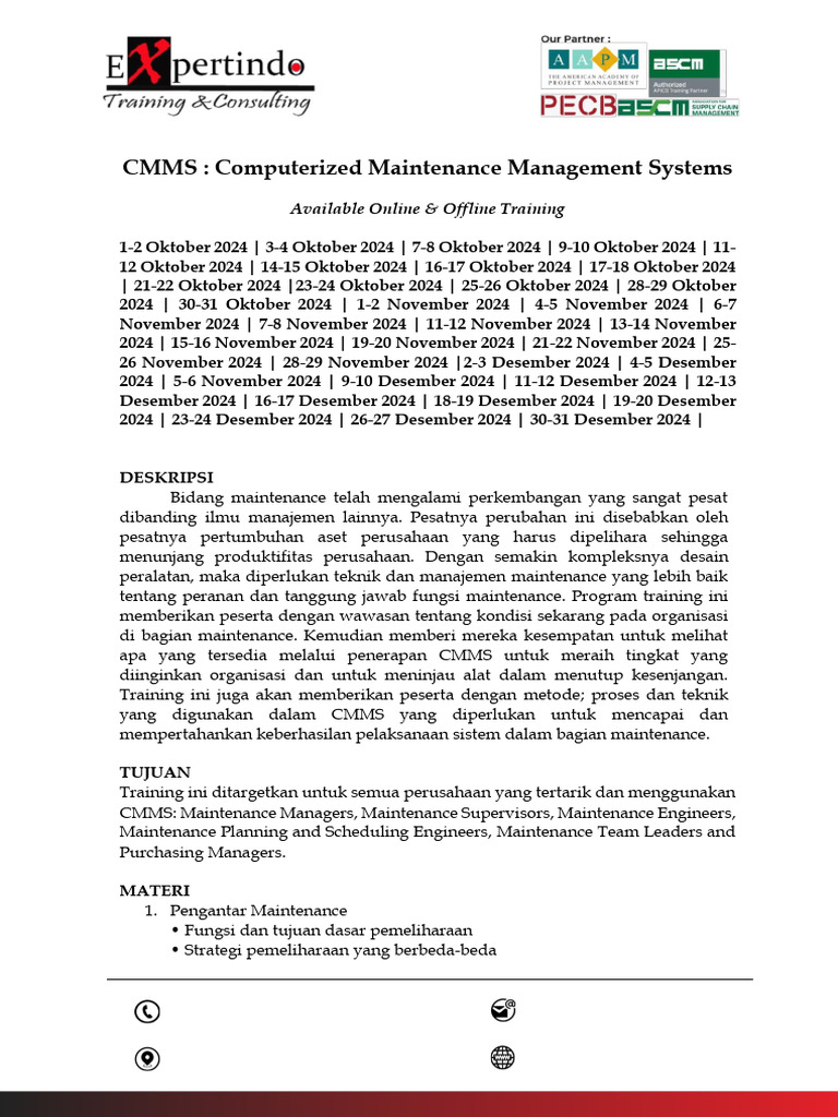 CMMS Computerized Maintenance Management Systems | PDF
