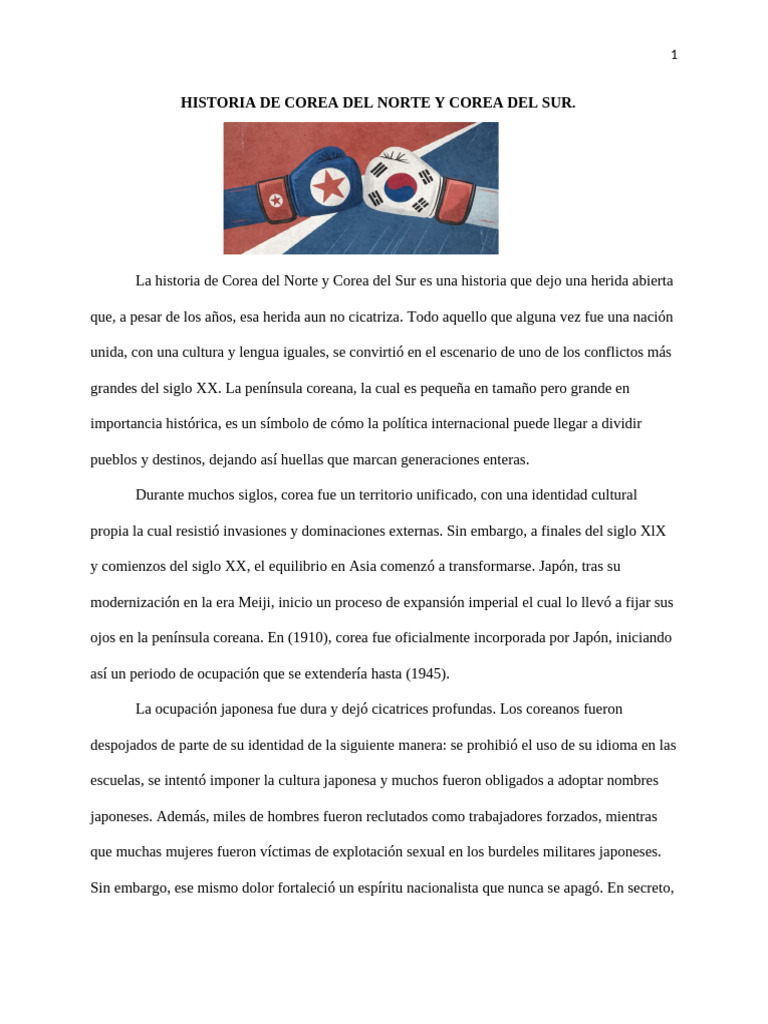 Historia de Corea: Norte y Sur en Conflicto | PDF | Corea | Zona ...