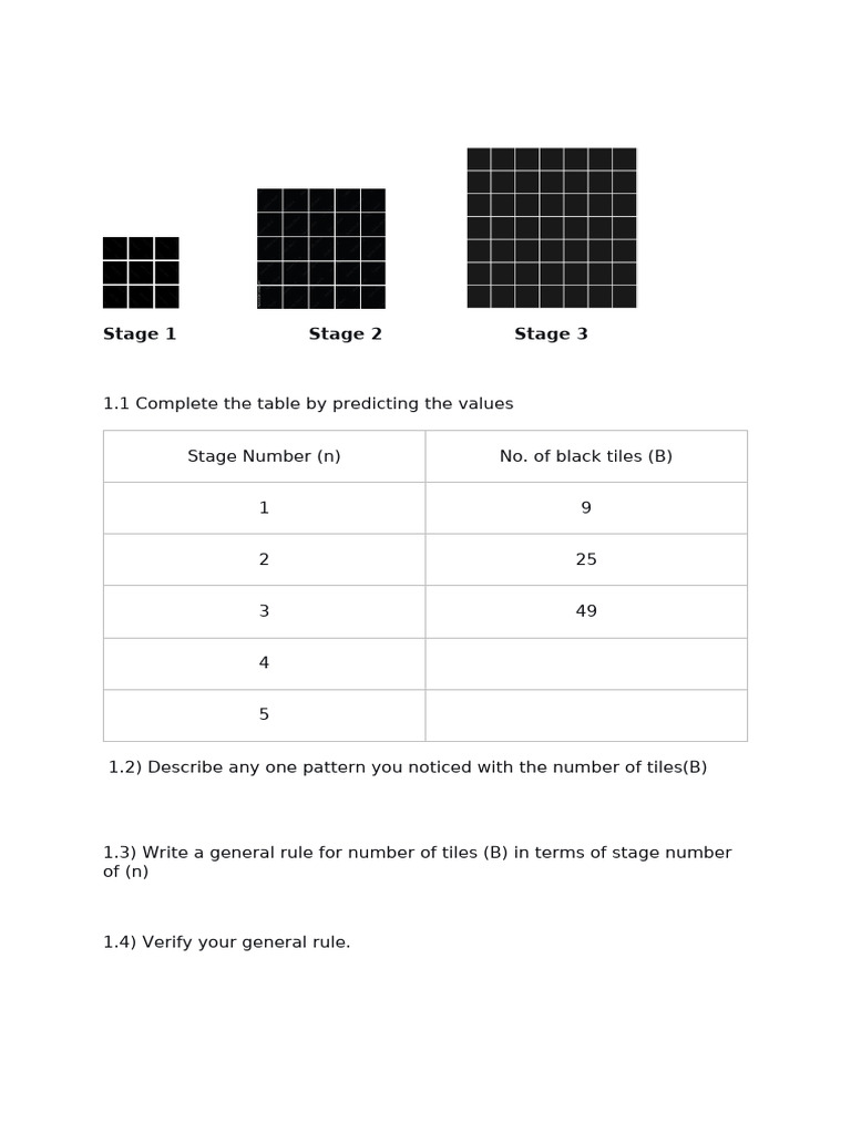 Patterns in Tile Numbers by Stage | PDF