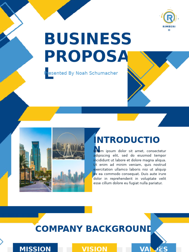 Blue Yellow Modern Geometric Business Proposal Presentation | PDF