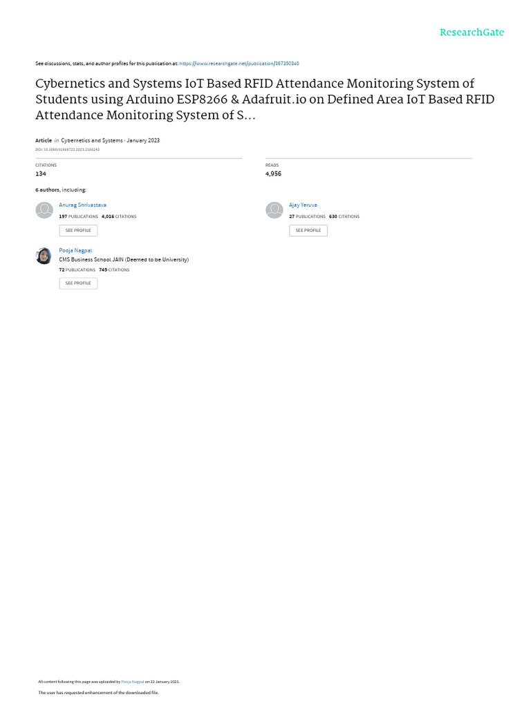 IoT RFID Attendance System Using Arduino | PDF | Radio Frequency ...