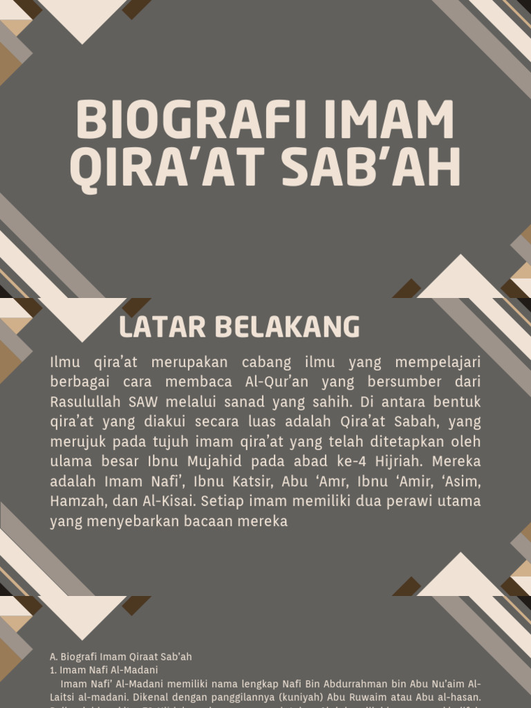 Biografi Tujuh Imam Qira'at Sab'ah | PDF