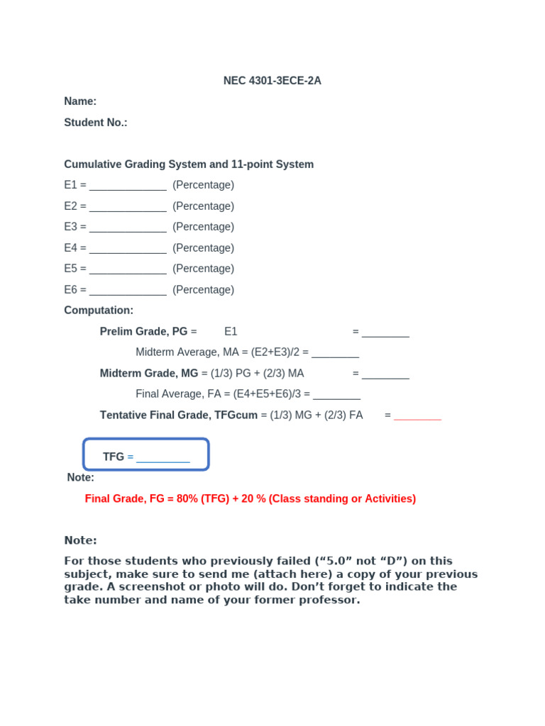 Cumulative Grading System Guide | PDF