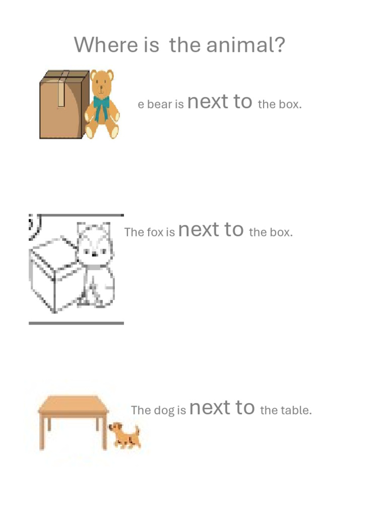 Animal Positions Near Objects | PDF