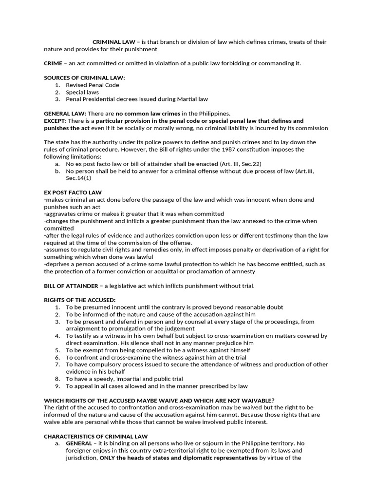 Overview of Criminal Law in the Philippines | PDF | Mens Rea | Crimes