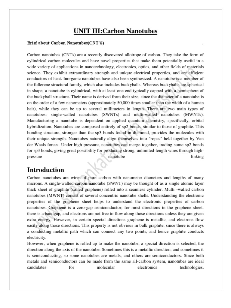 Carbon Nanotubes | PDF | Carbon Nanotube | Field Effect Transistor