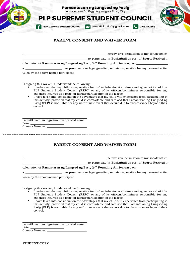 Parent Consent for Basketball Event | PDF