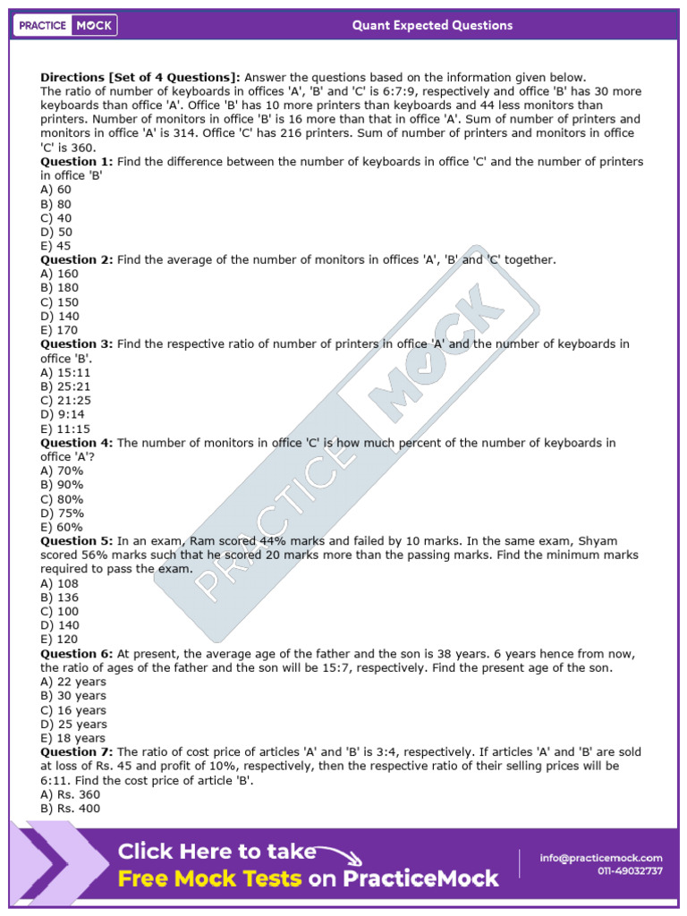 Quantitative Aptitude Practice Questions | PDF | Interest | Peach