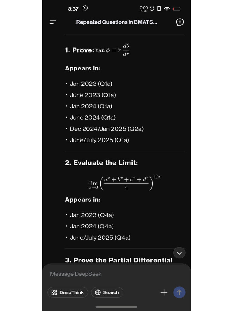 Repeated Questions BMATS | PDF