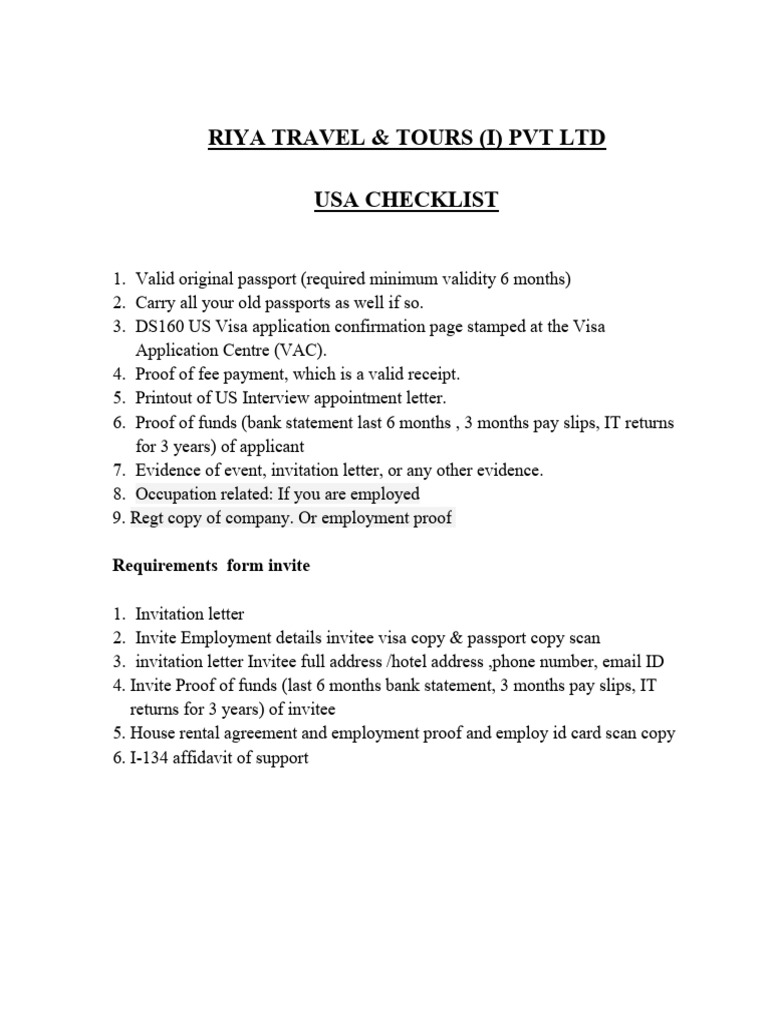 Usa Check List | PDF