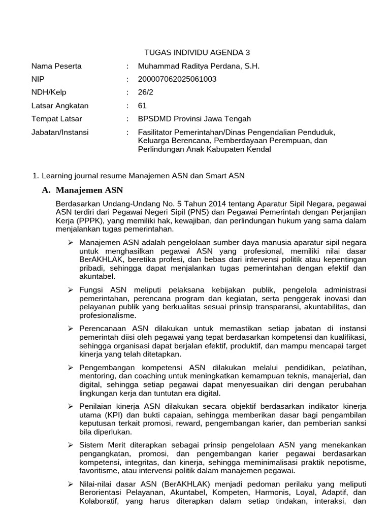 Manajemen ASN dan Smart ASN dalam Latsar | PDF