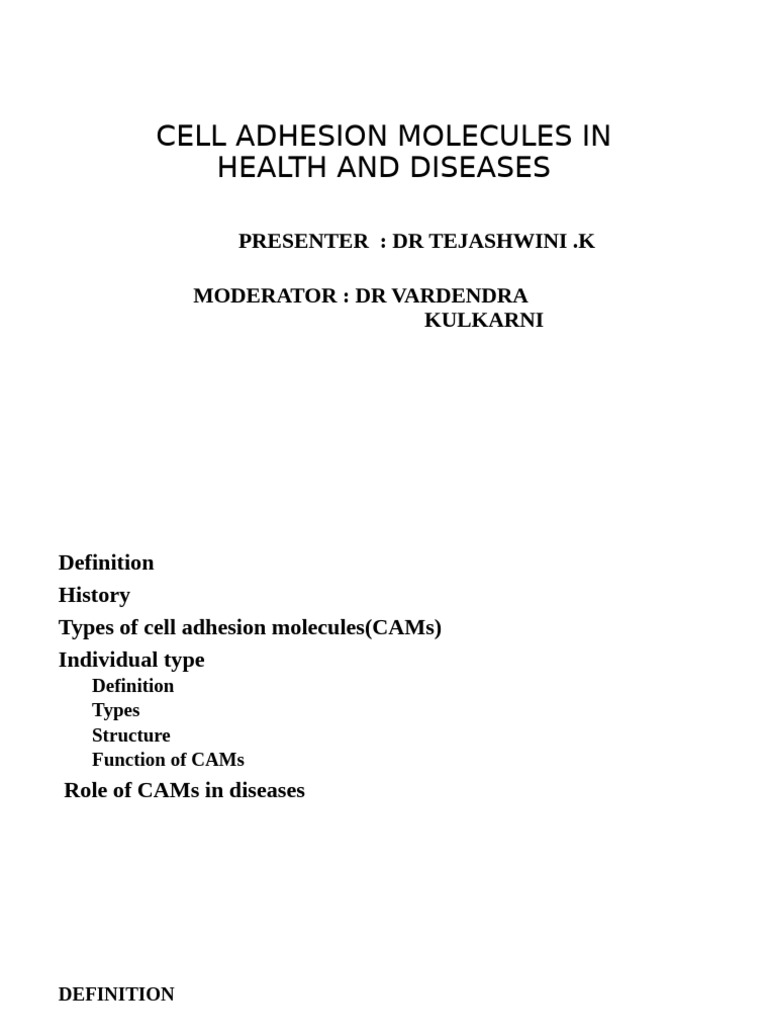 Adhesion Molecules in Health and Disseases (Autosaved) (Autosaved ...
