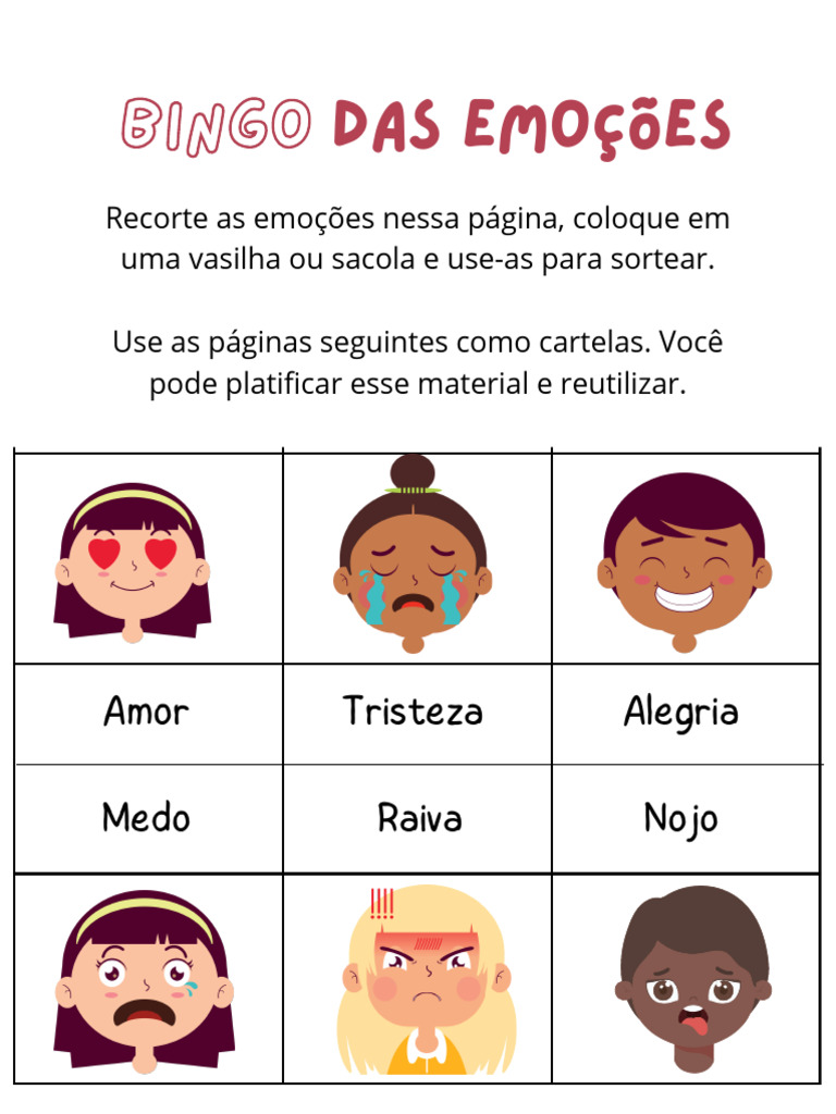 Bingo das Emoções para Imprimir | PDF