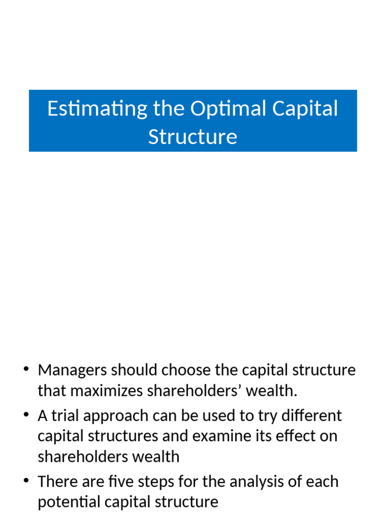 Estimatingthe Optimal Capital Structure | PDF | Capital Structure ...