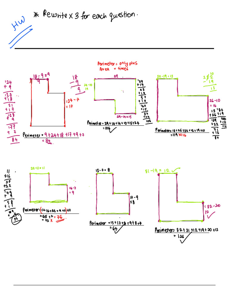 Grade 6 Area and Perimeter Irregular Rectangular Shapes A | PDF