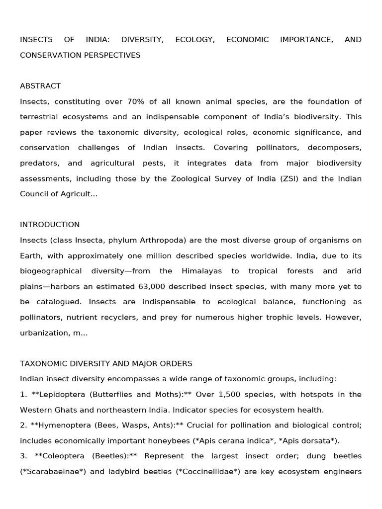 Insect Diversity and Conservation in India | PDF | Insects | Biodiversity