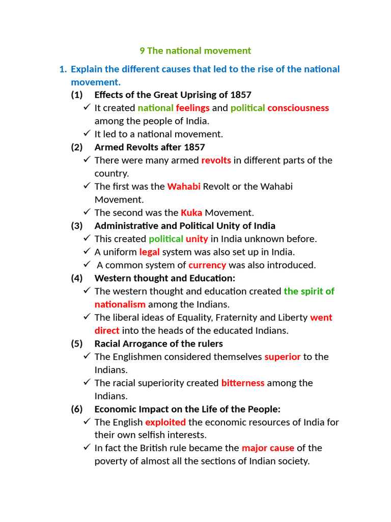 Causes and Impact of India's National Movement | PDF | British Raj ...