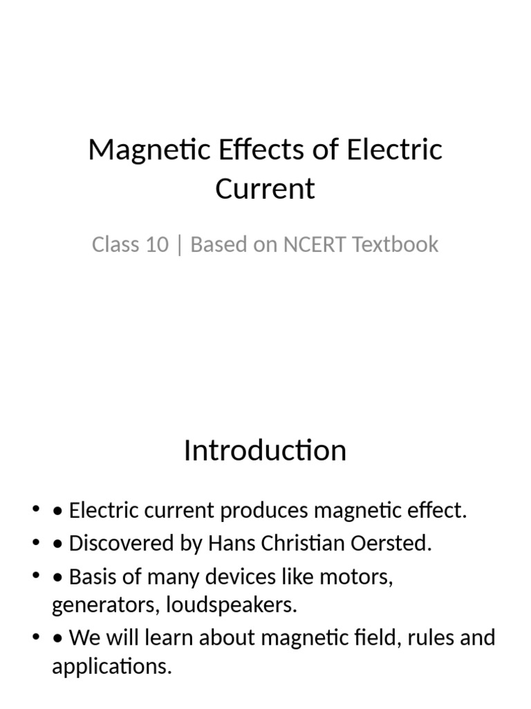 Magnetic Effects of Electric Current Class10 | PDF | Electromagnetic ...