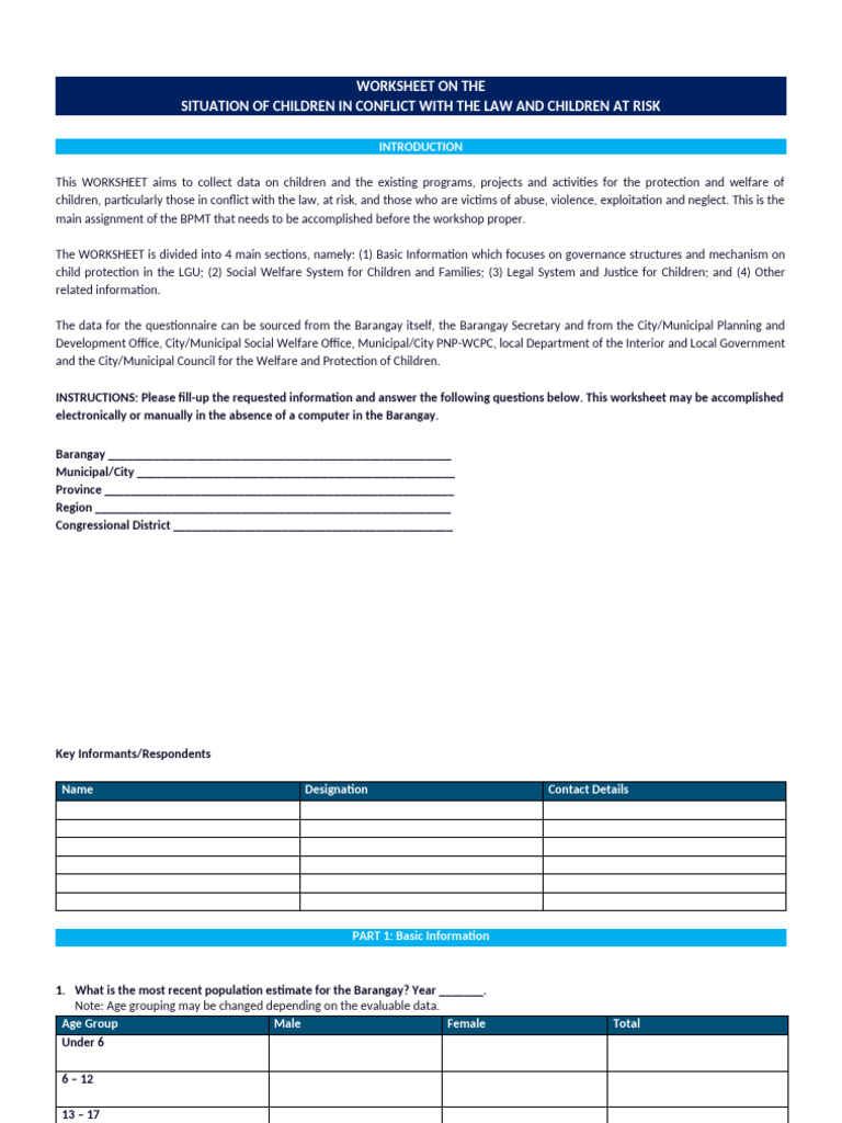 Child Protection Data Collection Worksheet | PDF | Rape | Child Protection