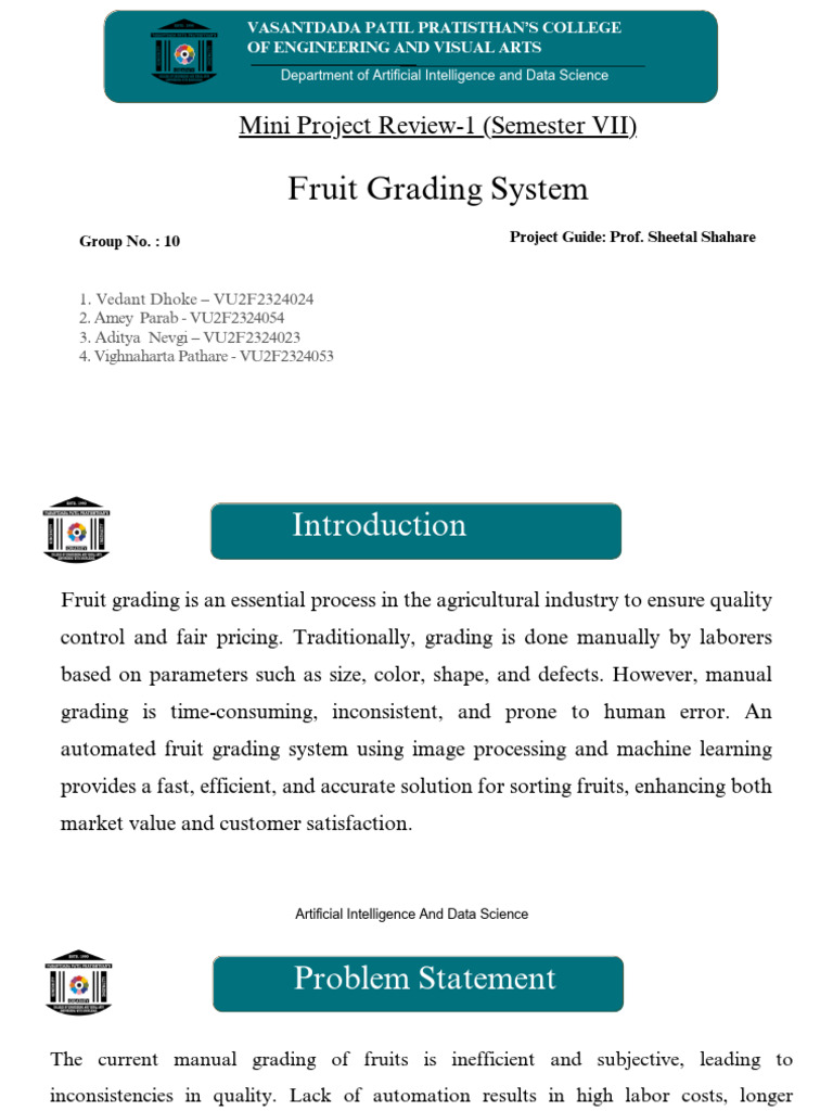 Automated Fruit Grading System Project | PDF | Machine Learning ...