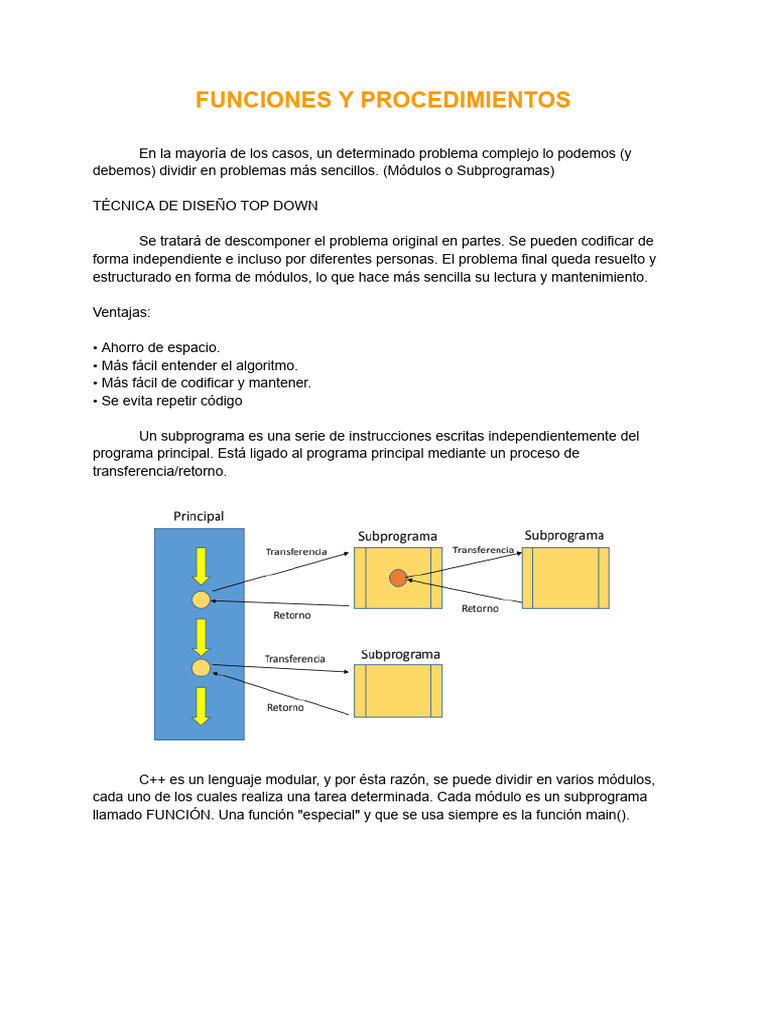 Diseño Modular en C++: Funciones y Procedimientos | PDF
