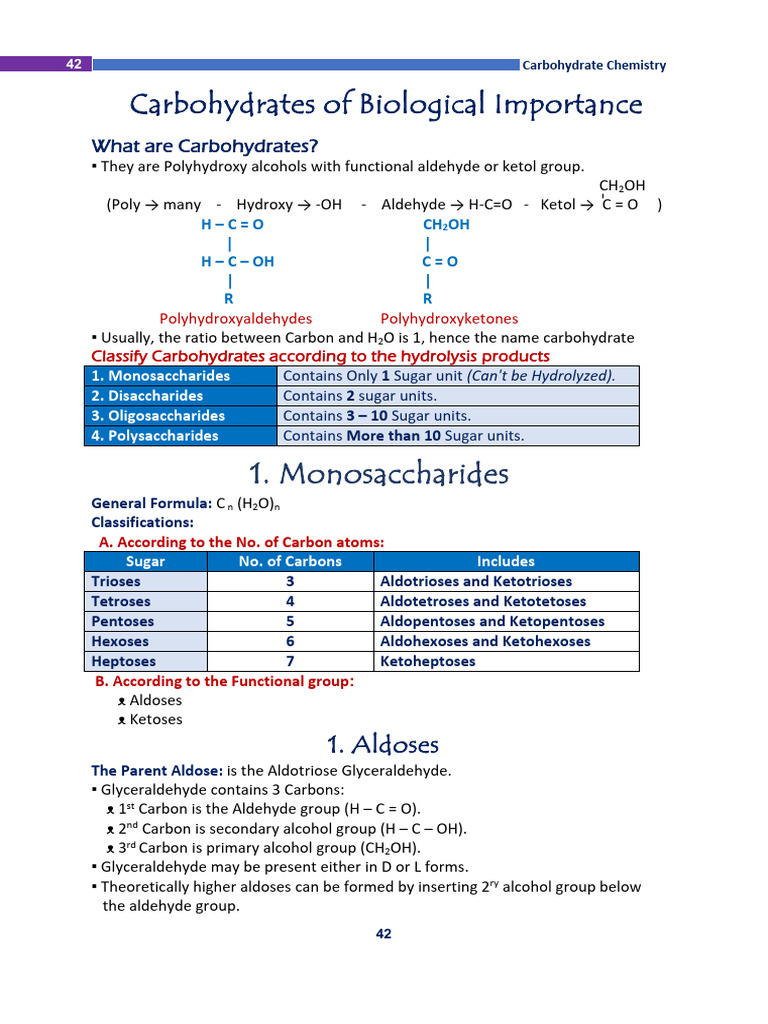 Carbohydrate Chemistry Overview | PDF | Carbohydrates | Glucose