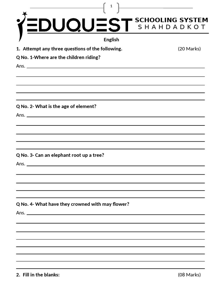 English Language Exam Questions | PDF