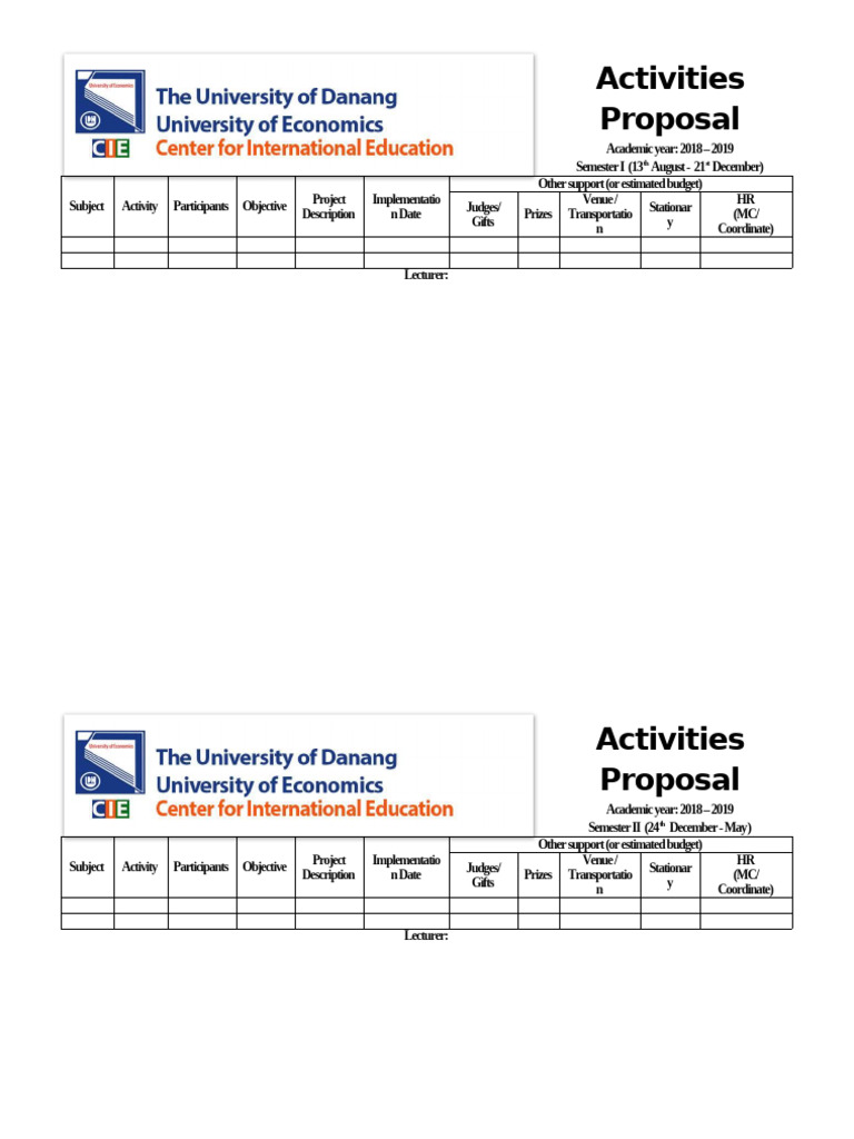 2018-2019 Academic Year Activities Plan | PDF