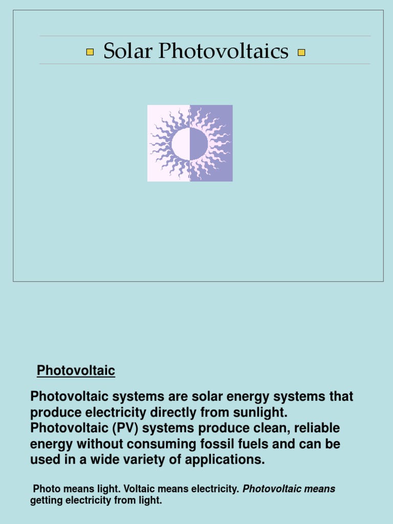 Solar PPT | Photovoltaic System | Photovoltaics