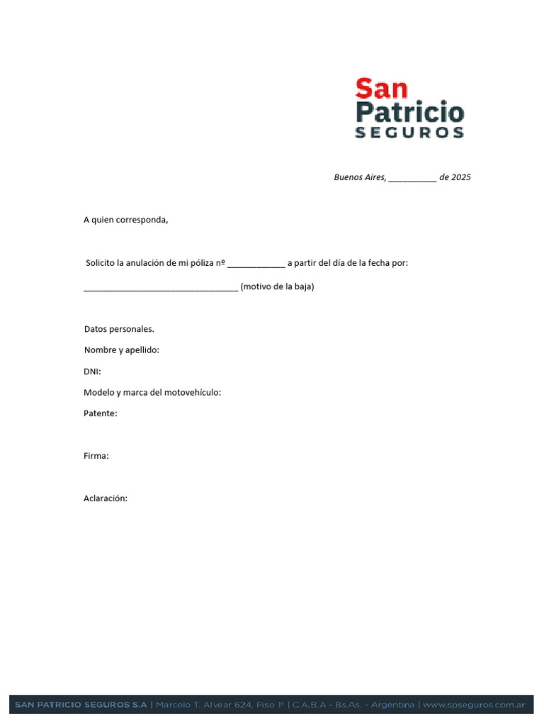 Formulario de Solicitud de Baja 2025 | PDF