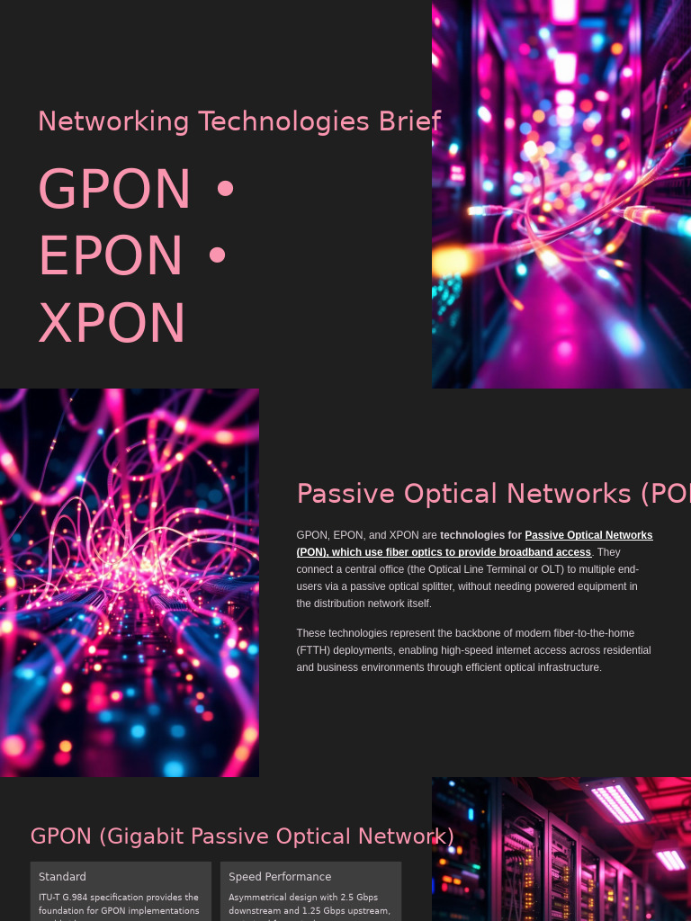 Passive Optical Networks Overview: GPON, EPON, XPON | PDF | Computer ...