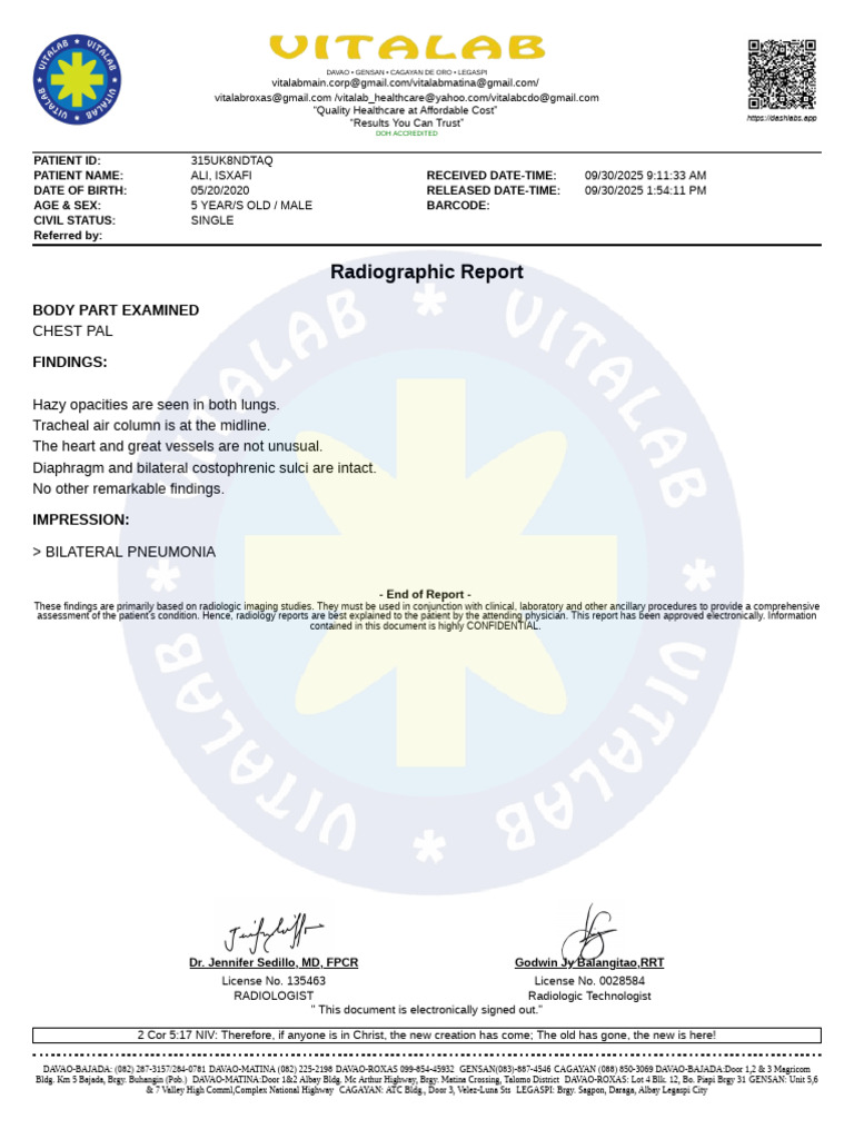 Radiology Report: Bilateral Pneumonia Findings | PDF | Radiology ...