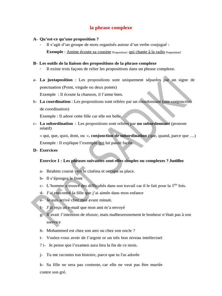 Comprendre la phrase complexe en français | PDF | Clause | Phrase