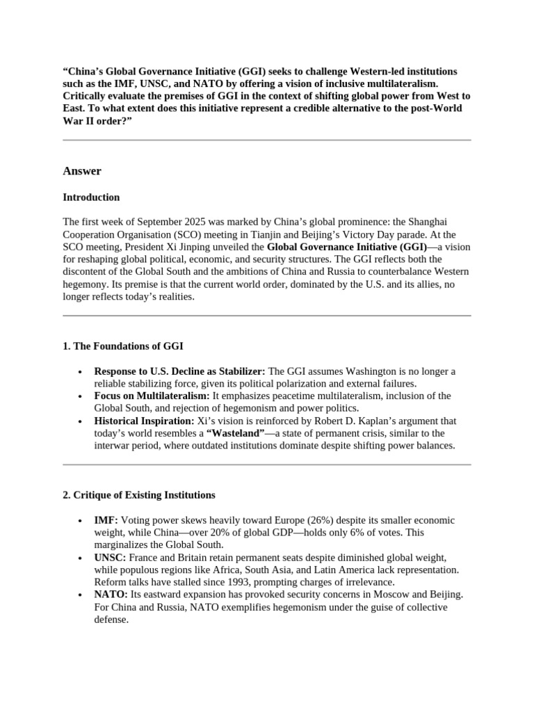 China's Global Governance Initiative Explained | PDF | China | World ...