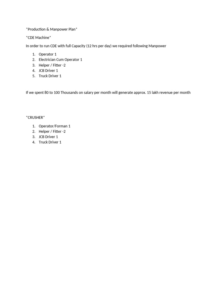 Production Manpower Plan | PDF