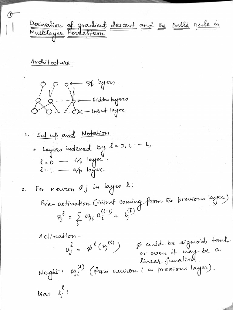 Gradient Descent Derivation and Delta Rule of MULTI LAYER Perceptron ...