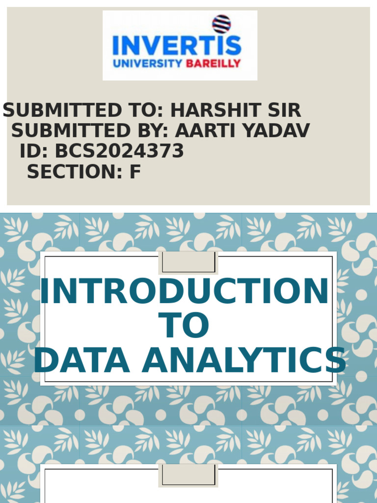 Introduction to Data Analytics Guide | PDF | Analytics | Data