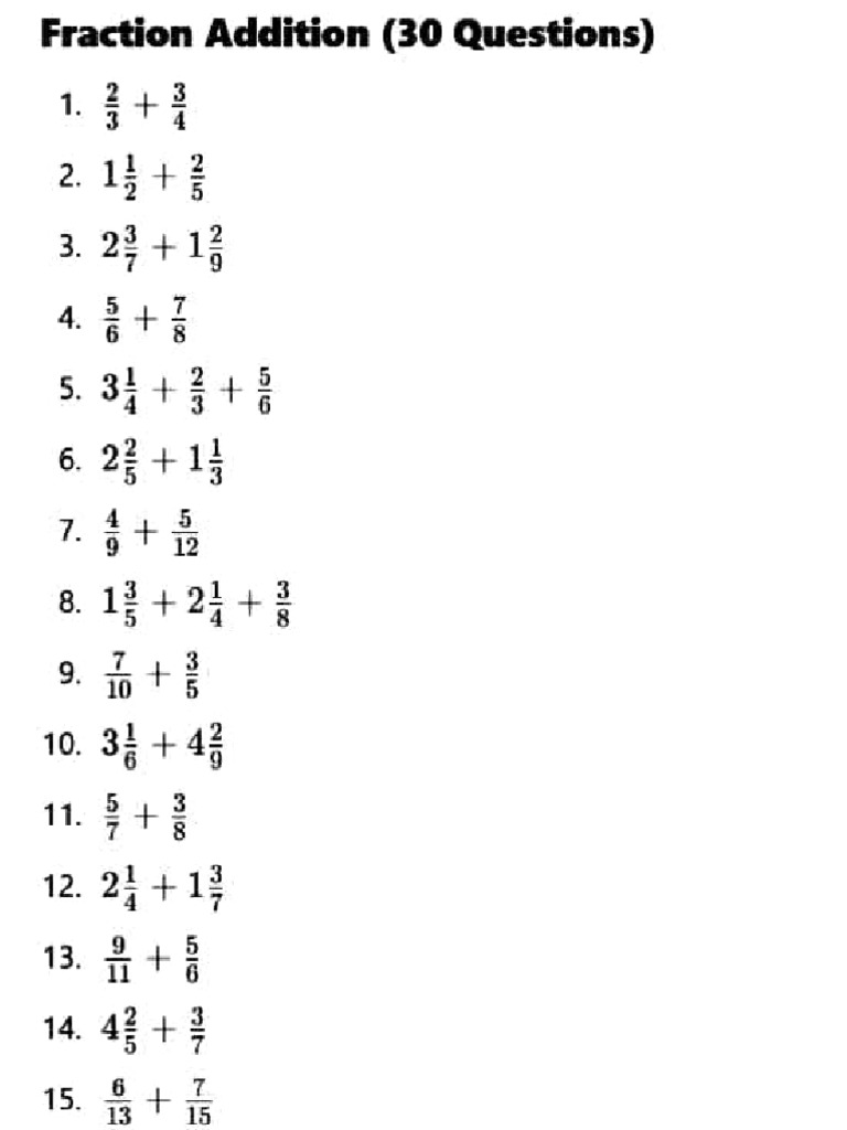 Fraction Questions For Linta | PDF