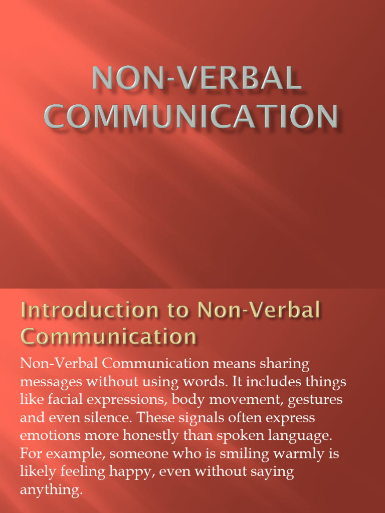 Understanding Non-Verbal Communication | PDF | Nonverbal Communication ...