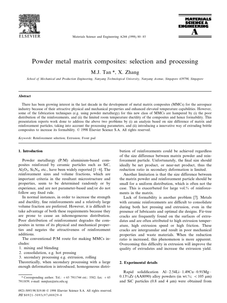 Optimizing Metal Matrix Composites | PDF | Extrusion | Composite Material