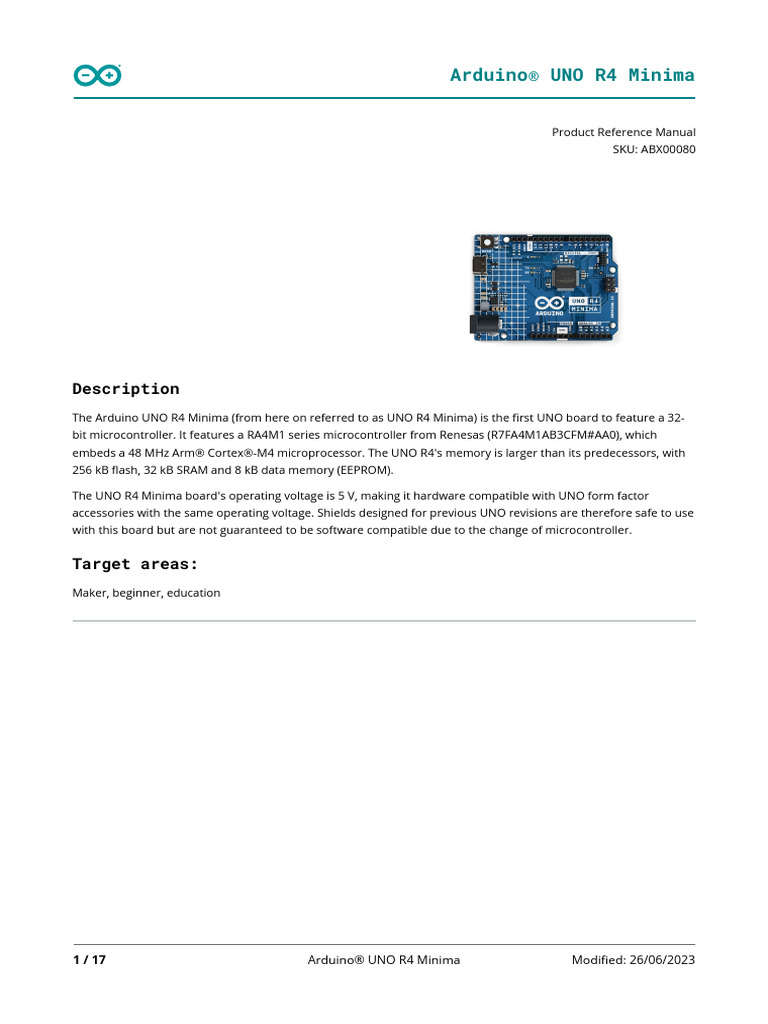Arduino UNO R4 Minima Overview | PDF | Arduino | Microcontroller